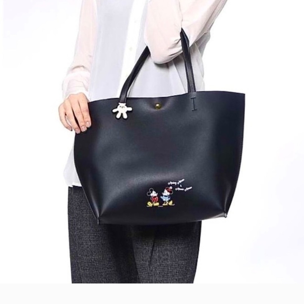 Disney Black Tote Bag with Mickey & Minnie Detail